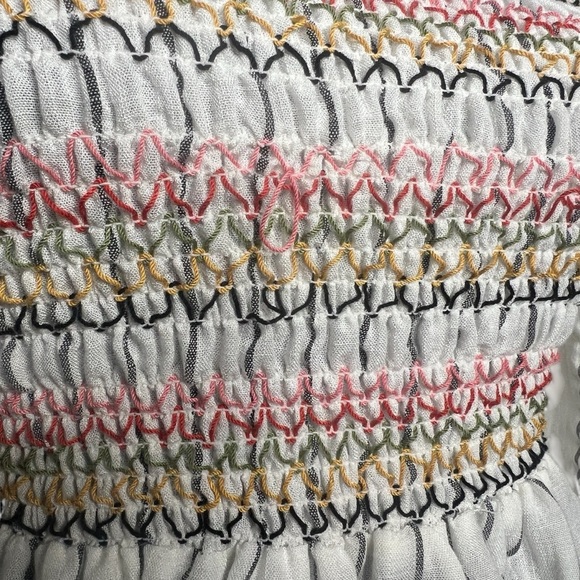 THML Flounce White Stripe Colorful Off-Shoulder Top Women’s Size Small - Picture 7 of 14